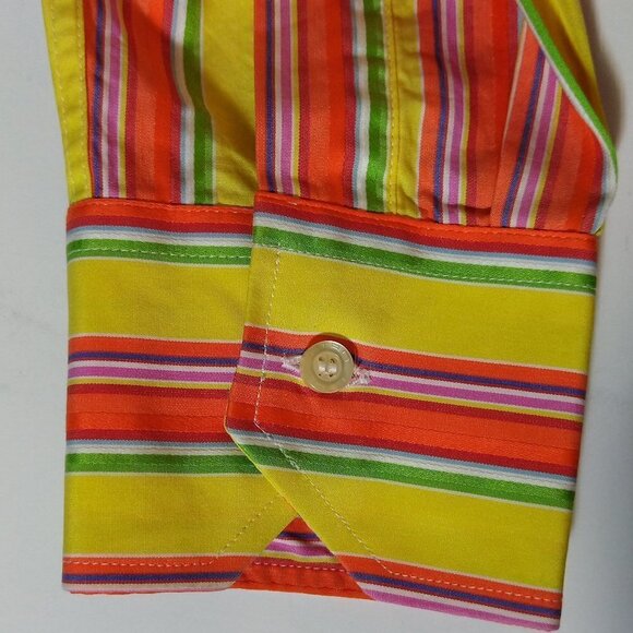 Etro Size 38 Multi Color Striped Shirt Italy EXC - Picture 3 of 4